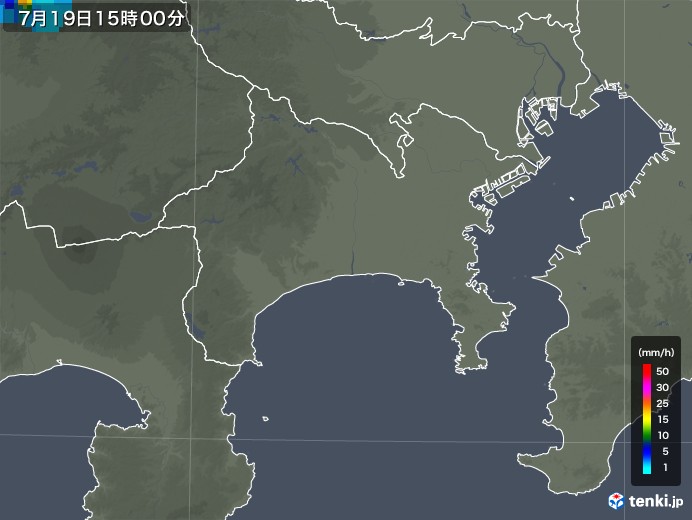 神奈川県の雨雲レーダー(2018年07月19日)