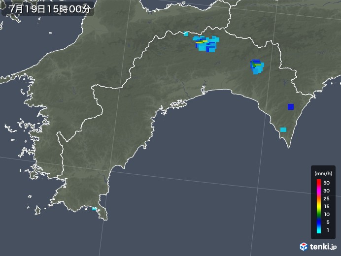 高知県の雨雲レーダー(2018年07月19日)