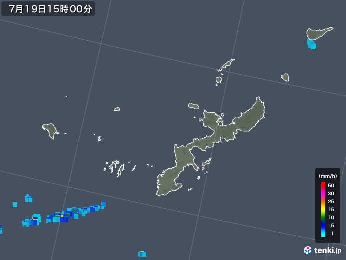 沖縄県の雨雲レーダー(2018年07月19日)