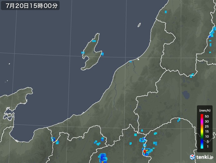 新潟県の雨雲レーダー(2018年07月20日)