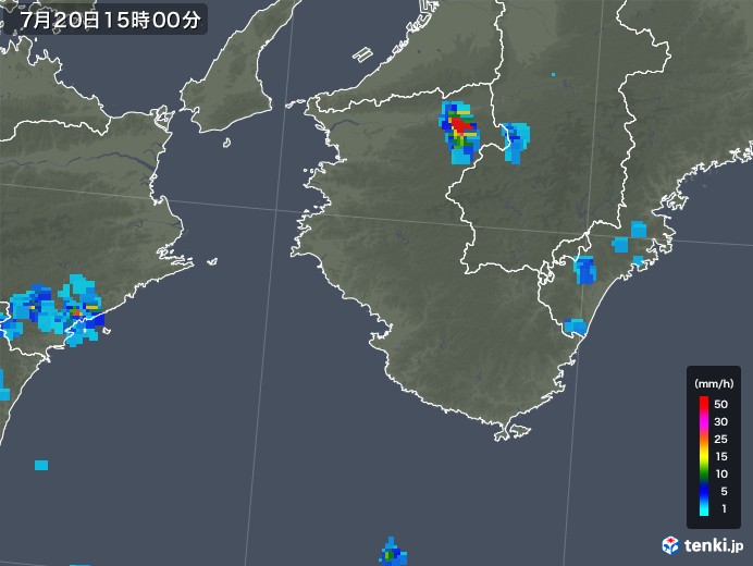 和歌山県の雨雲レーダー(2018年07月20日)