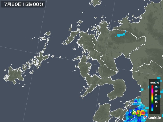 長崎県の雨雲レーダー(2018年07月20日)