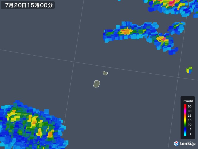 南大東島(沖縄県)の雨雲レーダー(2018年07月20日)