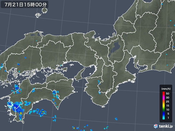 近畿地方の雨雲レーダー(2018年07月21日)