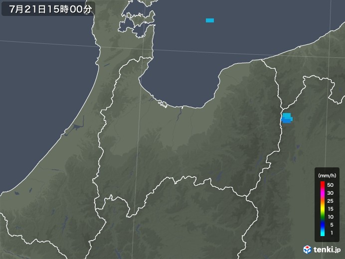 富山県の雨雲レーダー(2018年07月21日)