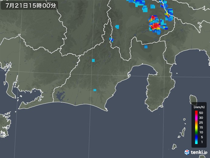 静岡県の雨雲レーダー(2018年07月21日)