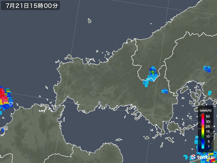 山口県の雨雲レーダー(2018年07月21日)