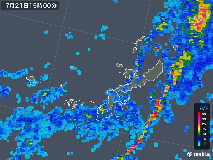 沖縄県の雨雲レーダー(2018年07月21日)