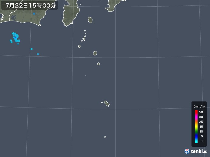 伊豆諸島(東京都)の雨雲レーダー(2018年07月22日)