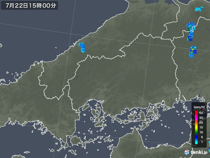 広島県の雨雲レーダー(2018年07月22日)