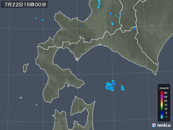 道南の雨雲レーダー(2018年07月22日)