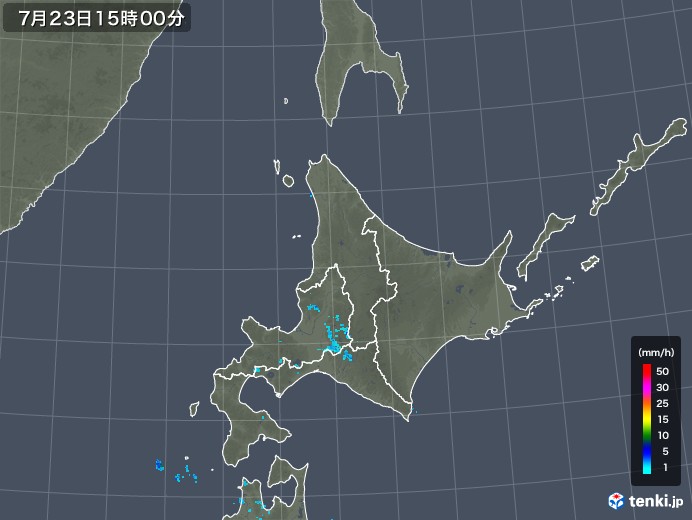 北海道地方の雨雲レーダー(2018年07月23日)