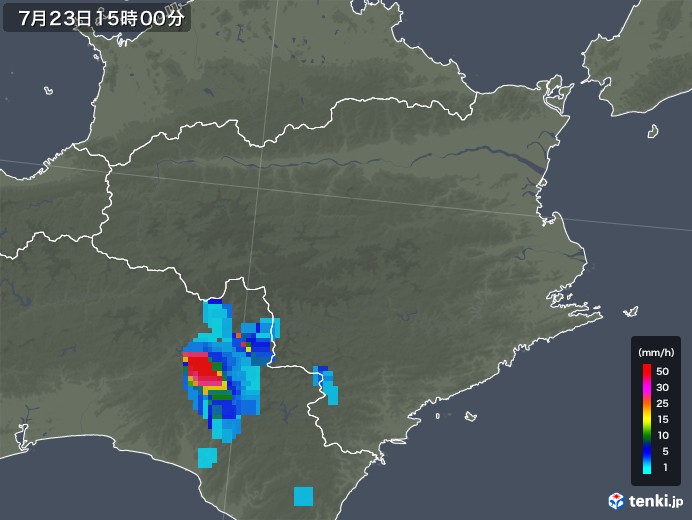 徳島県の雨雲レーダー(2018年07月23日)