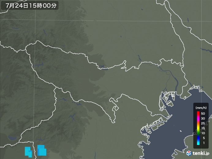 東京都の雨雲レーダー(2018年07月24日)