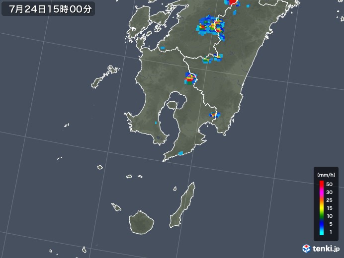 鹿児島県の雨雲レーダー(2018年07月24日)