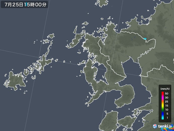 長崎県の雨雲レーダー(2018年07月25日)