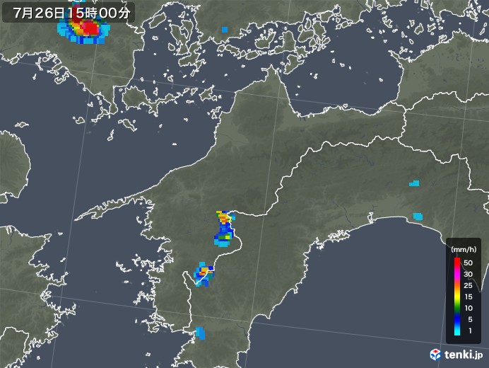 愛媛県の雨雲レーダー(2018年07月26日)