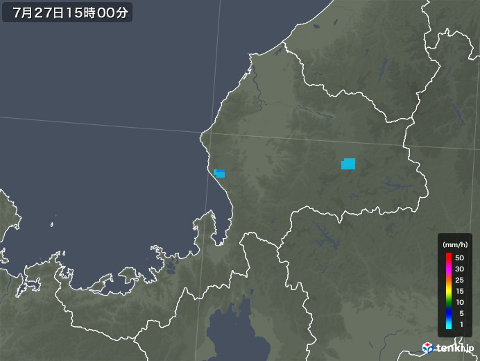 福井県の雨雲レーダー(2018年07月27日)