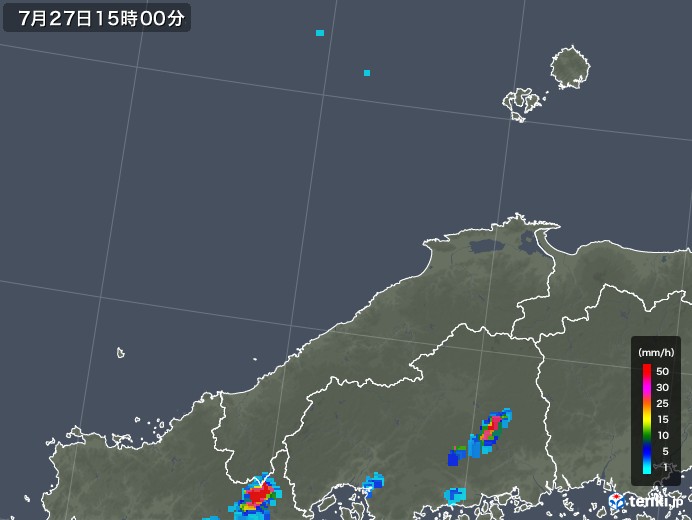 島根県の雨雲レーダー(2018年07月27日)