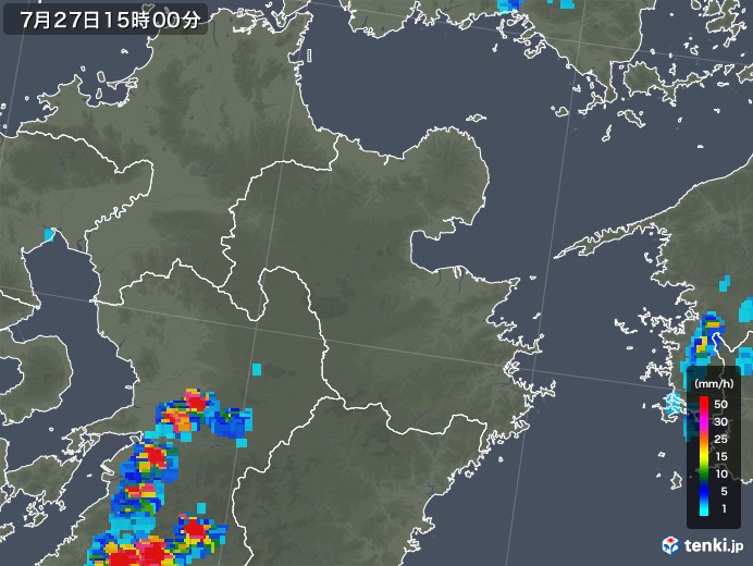 大分県の雨雲レーダー(2018年07月27日)