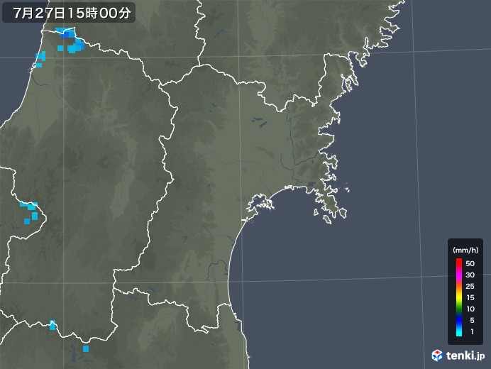 宮城県の雨雲レーダー(2018年07月27日)