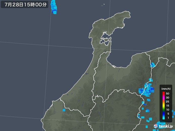 石川県の雨雲レーダー(2018年07月28日)