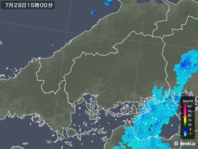 広島県の雨雲レーダー(2018年07月28日)