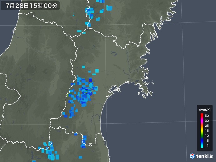 宮城県の雨雲レーダー(2018年07月28日)