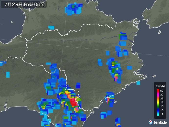 徳島県の雨雲レーダー(2018年07月29日)