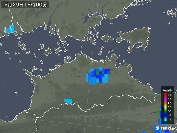 香川県の雨雲レーダー(2018年07月29日)