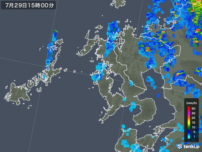 長崎県の雨雲レーダー(2018年07月29日)
