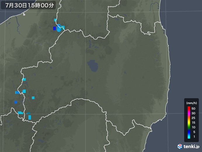 福島県の雨雲レーダー(2018年07月30日)