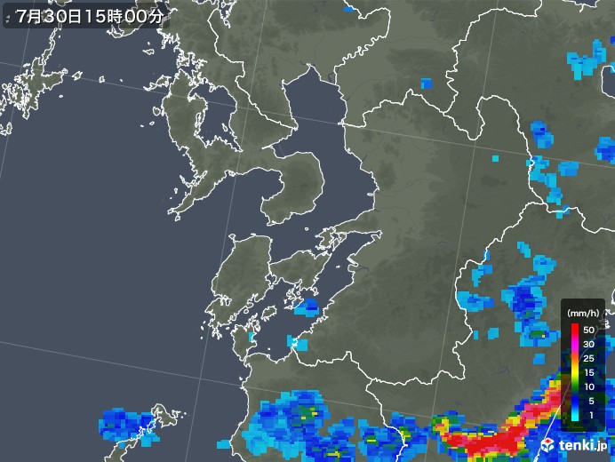 熊本県の雨雲レーダー(2018年07月30日)