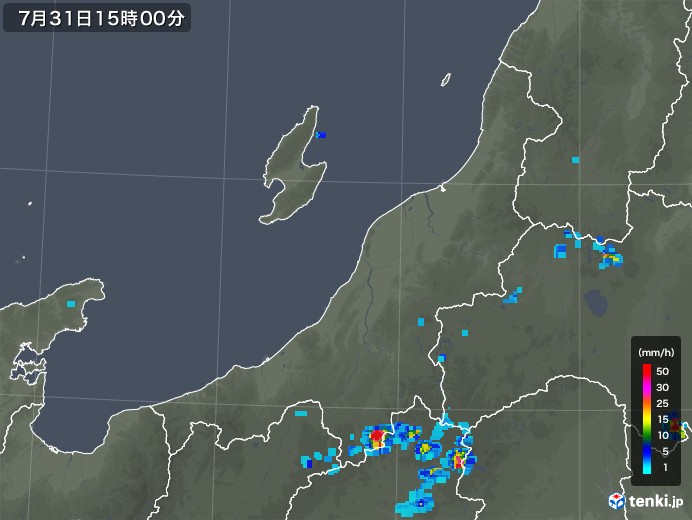新潟県の雨雲レーダー(2018年07月31日)