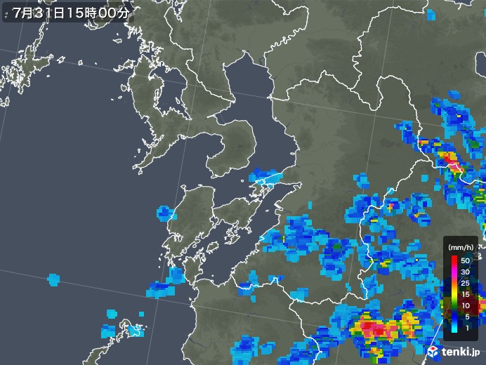 熊本県の雨雲レーダー(2018年07月31日)