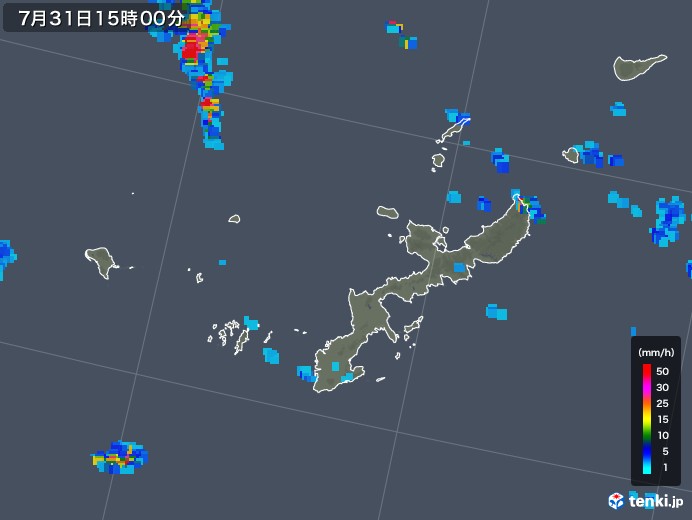 沖縄県の雨雲レーダー(2018年07月31日)