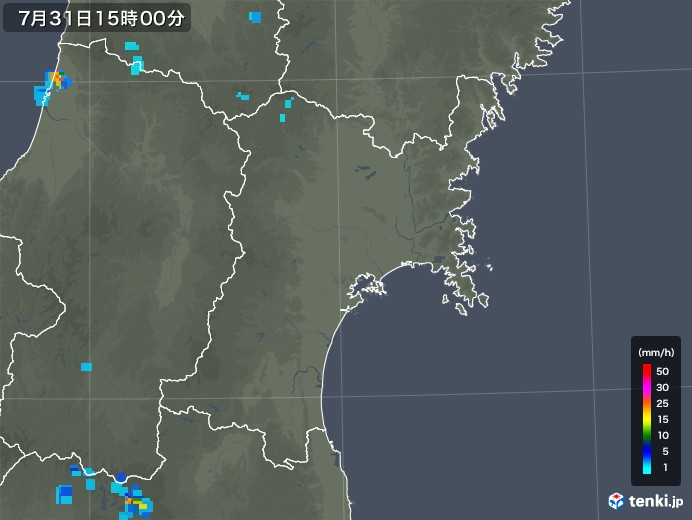 宮城県の雨雲レーダー(2018年07月31日)