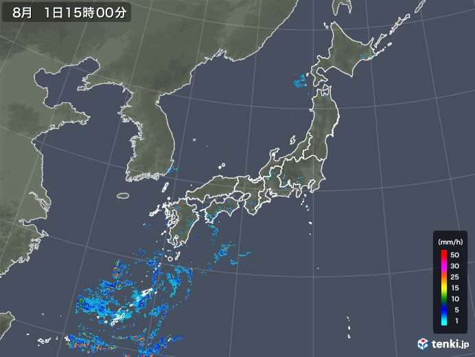 雨雲レーダー(2018年08月01日)