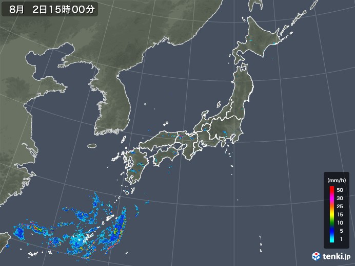 雨雲レーダー(2018年08月02日)