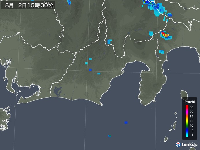 静岡県の雨雲レーダー(2018年08月02日)