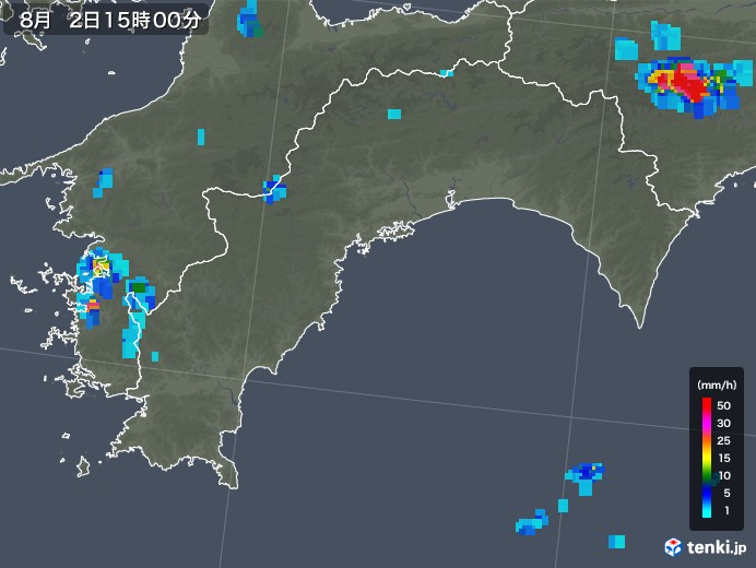 高知県の雨雲レーダー(2018年08月02日)