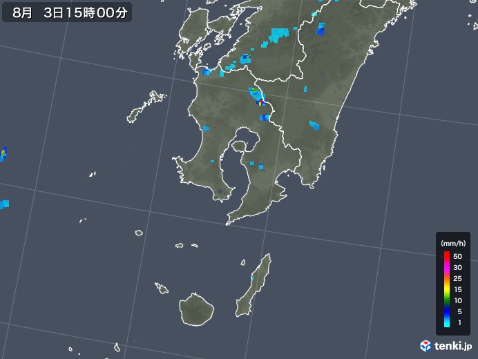 鹿児島県の雨雲レーダー(2018年08月03日)