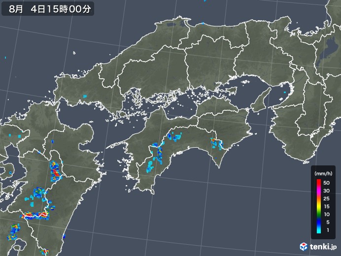 四国地方の雨雲レーダー(2018年08月04日)
