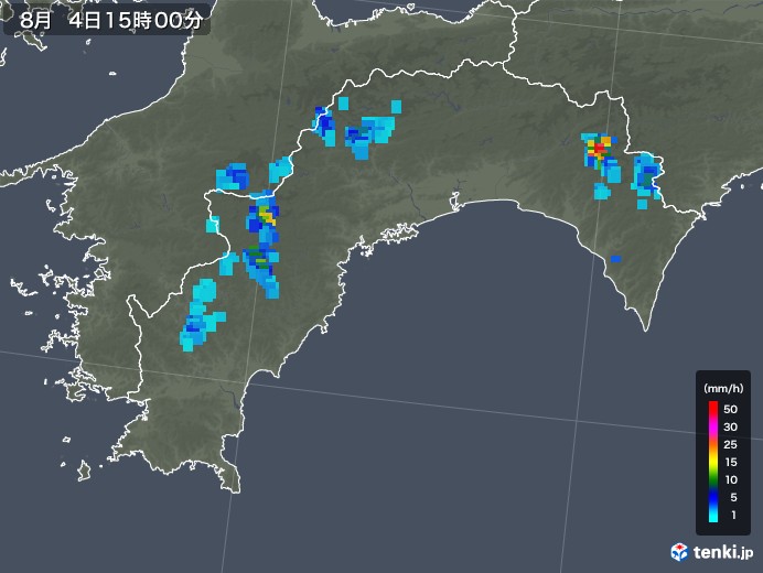 高知県の雨雲レーダー(2018年08月04日)