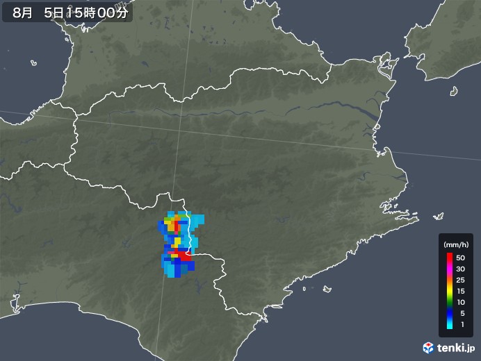 徳島県の雨雲レーダー(2018年08月05日)