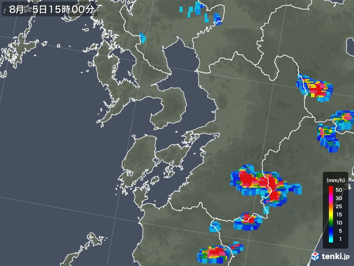 熊本県の雨雲の動き(2018年08月05日)