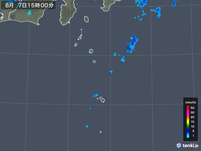 伊豆諸島(東京都)の雨雲レーダー(2018年08月07日)
