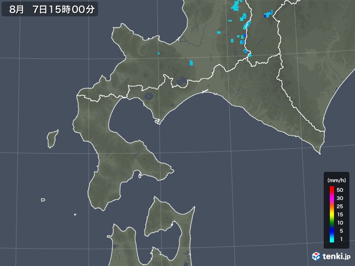 道南の雨雲レーダー(2018年08月07日)