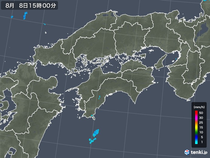四国地方の雨雲レーダー(2018年08月08日)