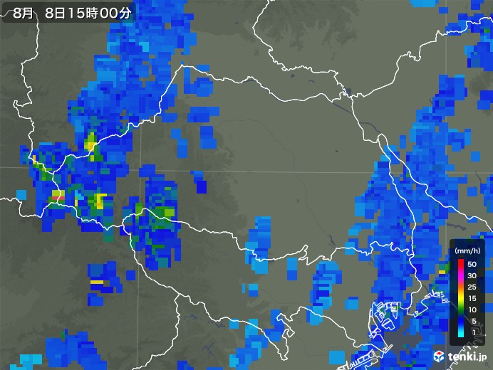 埼玉県の雨雲レーダー(2018年08月08日)